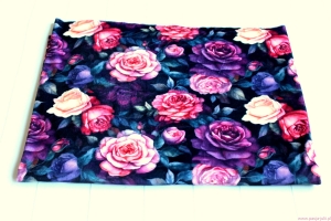 Welur  KWIATY NA CIEMNYM HURT 5MB