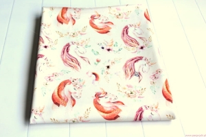 Dresówka pętelka JEDNOROŻCE NA BEŻU HURT 5MB