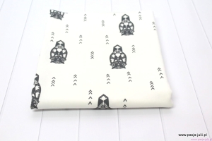 Dresówka pętelka SOWY NA ECRU