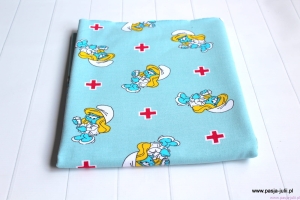 Dresówka pętelka NIEBIESKIE LUDZIKI na niebieskim