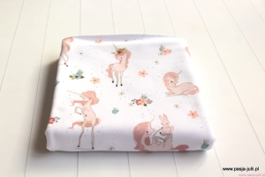 Dresówka pętelka JEDNOROŻCE NA BIAŁYM