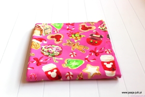 Dresówka pętelka MYSZKI PIERNIKI NA RÓŻOWYM