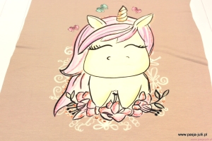 Dresówka pętelka PANEL JEDNOROŻEC BEŻ 3