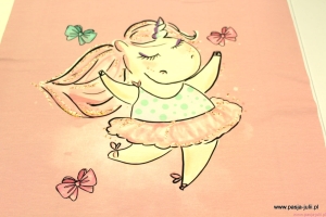 Dresówka pętelka PANEL JEDNOROŻEC RÓŻ 2