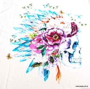 Dresówka pętelka PANEL CZASZKA BOHO 75X60 CM