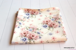 Single jersey z elastanem BUKIETY  KWIATÓW 80cm