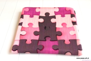 Dresówka pętelka RÓŻOWE PUZZLE 
