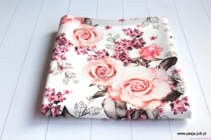 Single jersey z elastanem RÓŻOWE RÓŻE