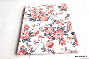 Single jersey RÓŻE NA ECRU