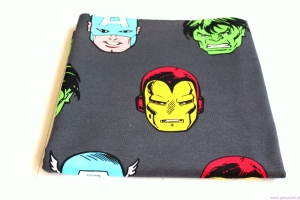 Dresówka pętelka BOHATEROWIE KOMIKSU NA SZARYM