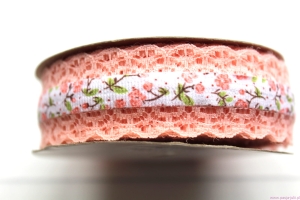 Taśma z koronką JASNY RÓŻ 