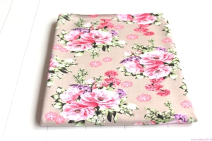 Dresówka pętelka BUKIETY KWIATÓW NA BEŻU 85 cm