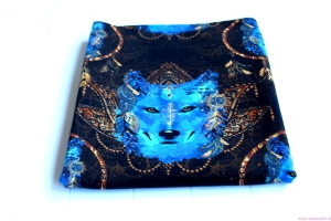 Dresówka pętelka WILKI NA CIEMNYM