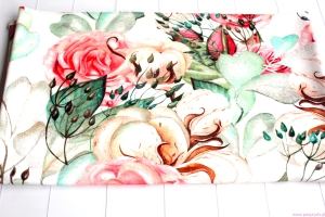 Dresówka pętelka KWIATY BAWEŁNA