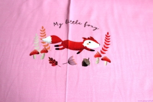 Single jersey z elastanem LIS NA RÓŻU PANEL 55x65  cm 