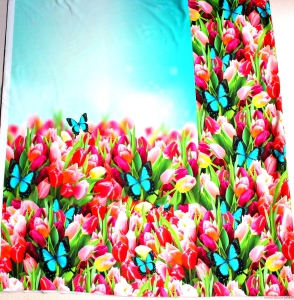 Dresówka pętelka TULIPANY KUPON 100 X180 CM 
