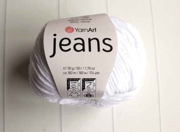 WŁÓCZKA BIAŁA YARNART JEANS 50G/160M