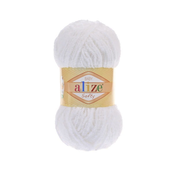 WŁÓCZKA PLUSZ ALIZE SOFTY BIAŁY 55 50g