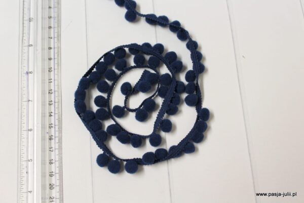 Taśma ozdobna z pomponami 18 mm GRANAT
