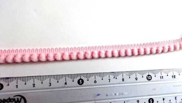 Taśma ozdobna z pomponami 10 mm JASNY RÓŻ