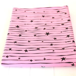 Dresówka pętelka GWIAZDY PASKI NA RÓŻU 80cm