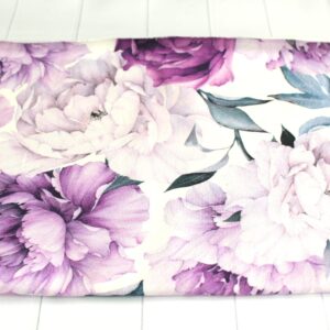 Dresówka pętelka KWIATY FIOLETOWE 120cm