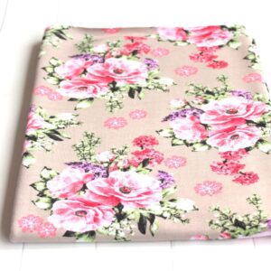 Dresówka pętelka BUKIETY KWIATÓW NA BEŻU 85 cm