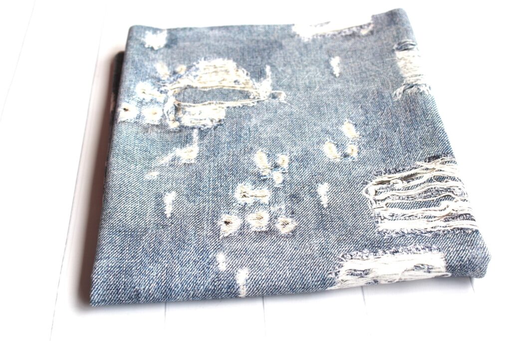 Dresówka pętelka JEANS Z DZIURAMI II 130cm