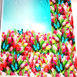 Dresówka pętelka TULIPANY KUPON 100 X180 CM