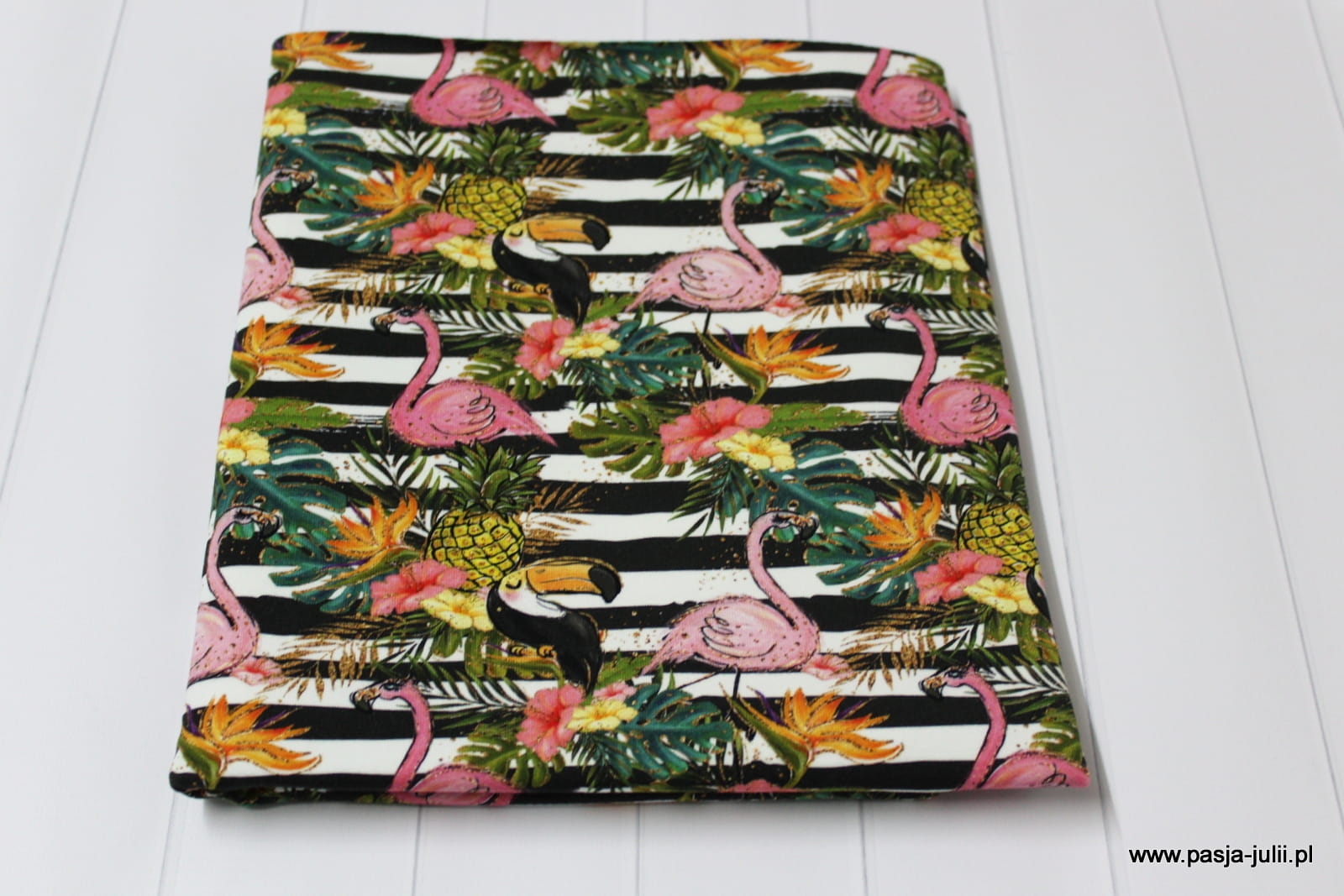 Dresówka pętelka TUKANY FLAMINGI DRUK CYFROWY